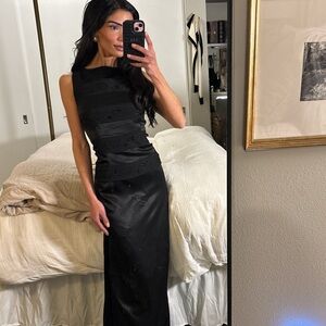 Vintage Papell Boutique Beaded Black Evening Gown